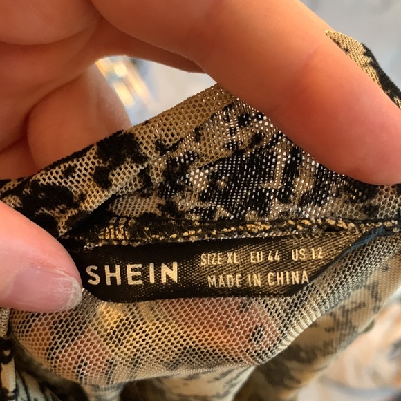 SHEIN Mesh T-Shirt with Black Velvet Design - Picture 3 of 4
